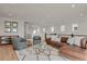 Open living area with hardwood floors, sectional sofa, and large windows at 30 S Oneida St, Denver, CO 80230