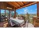 Deck with mountain views and outdoor dining furniture at 456 Crystal Ridge Rd, Evergreen, CO 80439