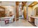 Primary bathroom with a large soaking tub, walk in shower, and vanity at 9983 Heather Dr, Castle Rock, CO 80108