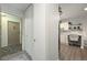 Entryway with coat closet and view into updated kitchen at 650 S Clinton St St # 6, Denver, CO 80247