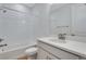 Bathroom with shower/tub combo, toilet and vanity at 13521 E 99Th Pl, Commerce City, CO 80022