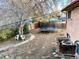 Large backyard with trampoline and mature trees at 13003 E Nevada Ave, Aurora, CO 80012