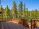 Deck overlooking scenic mountain views and dense pine forest at 733 Rainbow Rd, Idaho Springs, CO 80452