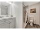 Modern bathroom with a walk-in shower and updated vanity at 2460 Eileen Way, Parker, CO 80138