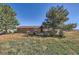 Brick ranch home with a red door and large yard at 2452 Shetland Trl, Elizabeth, CO 80107