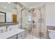Bathroom with a large walk-in shower and updated fixtures at 2452 Shetland Trl, Elizabeth, CO 80107