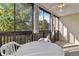 Bright sunroom with table and chairs, offering treetop views at 3460 S Poplar St # 307, Denver, CO 80224