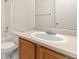 Bathroom with single sink vanity and bathtub at 10980 Columbine St, Northglenn, CO 80233