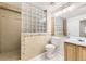 Basement bathroom with shower and single vanity at 850 Quarterhorse Trl, Castle Rock, CO 80104