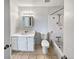 Bright bathroom featuring a shower/tub combo and updated vanity at 1058 W 88Th Ave, Thornton, CO 80260