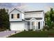 Two-story house with gray siding, white garage door, and landscaping at 13841 Bunny Hop Ln, Parker, CO 80134