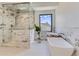 Spa-like bathroom with a soaking tub and a walk-in shower at 314 Castlemaine Ct, Castle Rock, CO 80104