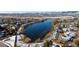 Aerial view of lakefront property and RV park at 9909 W 99Th Ave, Broomfield, CO 80021