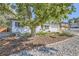 Landscaped front yard with mature tree and stone border at 7761 W Ottawa Pl, Littleton, CO 80128