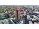 High-rise condo building aerial view, showcasing its location in a vibrant urban setting at 100 Park W Ave # 608, Denver, CO 80205