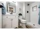 Updated bathroom with a walk-in shower and white subway tile at 18196 E Ohio Ave # 104, Aurora, CO 80017