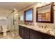Bathroom with granite countertop and double vanity at 537 Moonstone Rd, Breckenridge, CO 80424