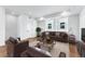 Living room with brown leather furniture and large windows at 1420 Pierce St, Lakewood, CO 80214