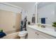 Clean bathroom with a tub, shower, and updated vanity at 4274 S Salida Way # 11, Aurora, CO 80013