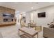 Spacious basement with seating area and fireplace at 1210 Wildcat Bend Ct, Castle Rock, CO 80108