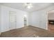 Bright bedroom with carpeted floors and a ceiling fan at 13824 E Lehigh Ave # C, Aurora, CO 80014