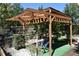 Wooden pergola in a lush backyard setting at 433 Beech St, Hudson, CO 80642