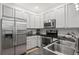 Modern kitchen with stainless steel appliances and white cabinets at 2855 Rock Creek Cir # 191, Superior, CO 80027