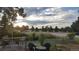 Peaceful backyard view overlooking a park-like setting with beautiful sunset at 6803 S Liverpool St, Centennial, CO 80016