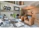 Bright living room with vaulted ceilings, fireplace, and hardwood floors at 8016 E Fairmount Dr, Denver, CO 80230
