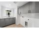 Laundry room with gray cabinets and quartz countertops at 1736 W 39Th Ave, Denver, CO 80211