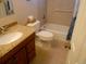 Clean bathroom, featuring granite countertops and a bathtub at 12484 E Alaska Ave, Aurora, CO 80012