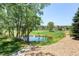 Serene pond-side view with lush landscaping at 2894 W Riverwalk Cir # B219, Littleton, CO 80123