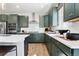 Modern kitchen with stainless steel appliances and dark green cabinets at 4254 Ridgewalk Pt, Castle Rock, CO 80108