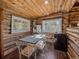 Small dining area with table and chairs near a mini fridge at 9719 Beaver Pond, Conifer, CO 80433