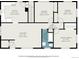 Two-story home floor plan; Primary bedroom, 2 additional bedrooms, living room, kitchen, and two baths at 7887 Quivas Way, Denver, CO 80221