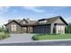 Modern farmhouse style home with a three-car garage and landscaped front yard at 6186 Oxford Peak Ln, Castle Rock, CO 80108