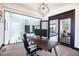 Modern home office with a large desk and glass wall views at 4960 S Lipan Dr, Englewood, CO 80110