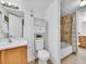 Bathroom with shower/tub combo, toilet and vanity at 14751 E Tennessee Dr # 225, Aurora, CO 80012