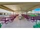 Covered outdoor seating area with multiple tables and chairs at 690 S Alton Way # 1C, Denver, CO 80247