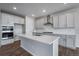 Modern kitchen with island and stainless steel appliances at 3442 N Gold Bug Ct, Aurora, CO 80019