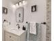 Clean bathroom with white vanity, black fixtures, and stylish decor at 486 Leona Dr, Denver, CO 80221