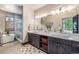 Spa-like bathroom with double vanity, soaking tub and walk-in shower at 378 River Park Dr, Breckenridge, CO 80424