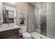 Contemporary bathroom with a large walk-in shower and stylish gray tile at 378 River Park Dr, Breckenridge, CO 80424