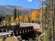 Scenic bridge view with fall foliage and mountain backdrop at 378 River Park Dr, Breckenridge, CO 80424
