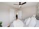 Spacious bedroom with hardwood floors and access to kitchen at 550 Winona Ct, Denver, CO 80204