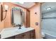 Updated bathroom with a marble shower and modern vanity at 2227 Canyon Blvd # 253B, Boulder, CO 80302