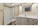 Basement bathroom with shower, toilet and vanity at 11685 Salem St, Henderson, CO 80640