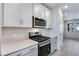 Modern kitchen with stainless steel appliances and white cabinetry at 16728 W 93Rd Pl, Arvada, CO 80007