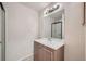 Bathroom with vanity, single sink, and shower at 11103 E Alameda Ave # 102, Aurora, CO 80012