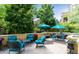 Private patio with comfortable seating and umbrellas at 2500 E Cherry Creek South Dr # 414, Denver, CO 80209